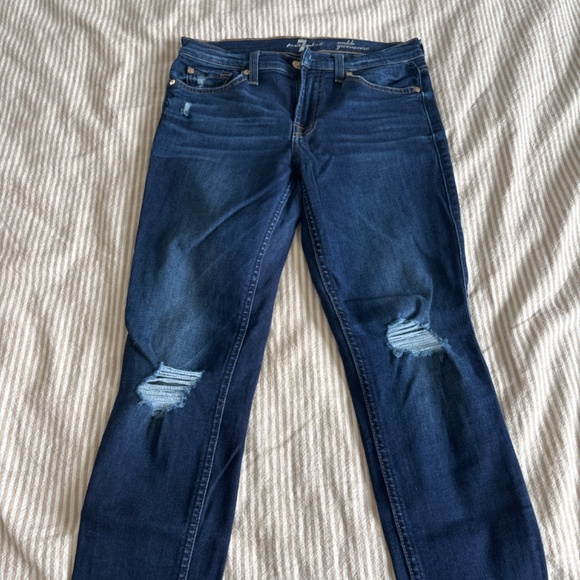 7 For All Mankind Guenevere Ankle Skinny Distressed Jeans - Picture 3 of 5